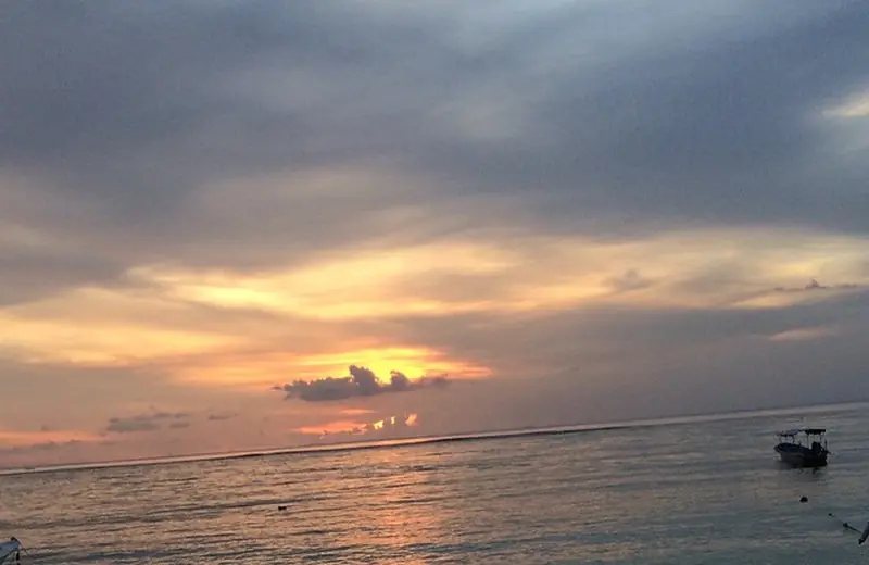 Golden sunset over the sea in Bali
